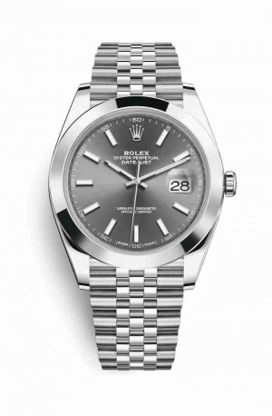 Swiss Replica Rolex Datejust 41 Oystersteel 126300 Dark rhodium Dial Watch