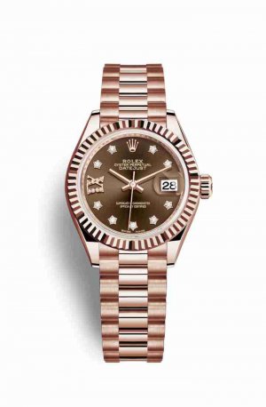 Swiss Replica Rolex Datejust 28 Everose gold Chocolate diamonds m279175-0002