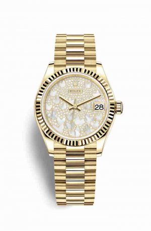 Swiss Replica Rolex Datejust 31 278278 Paved mother-of-pearl butterfly Dial Watch